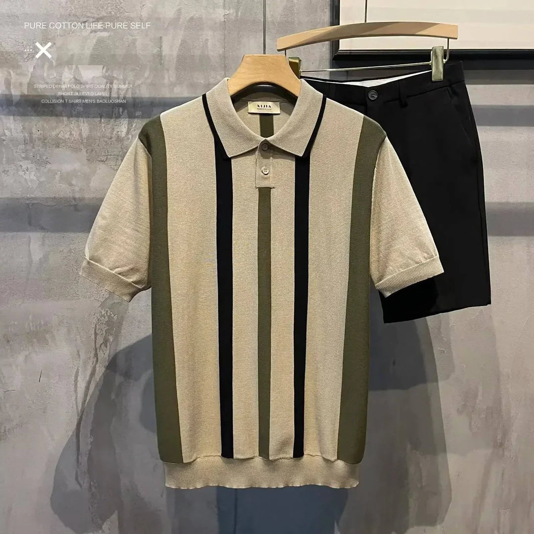 Marceau Striped Knit Polo Set