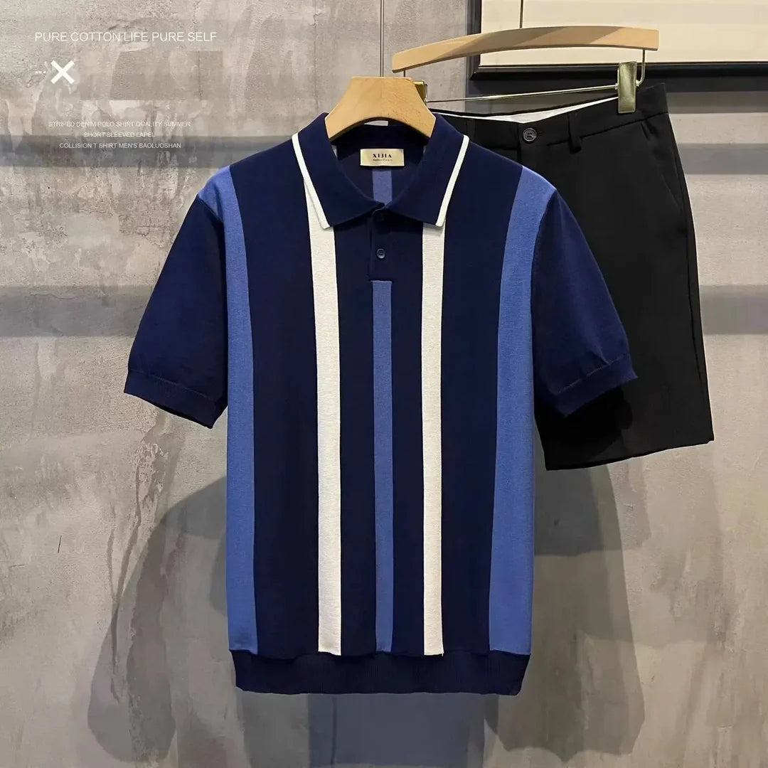 Marceau Striped Knit Polo Set
