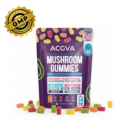 Pure Calm. Real Energy. With ACGVA™ Mushroom Ashwagandha Gummies.